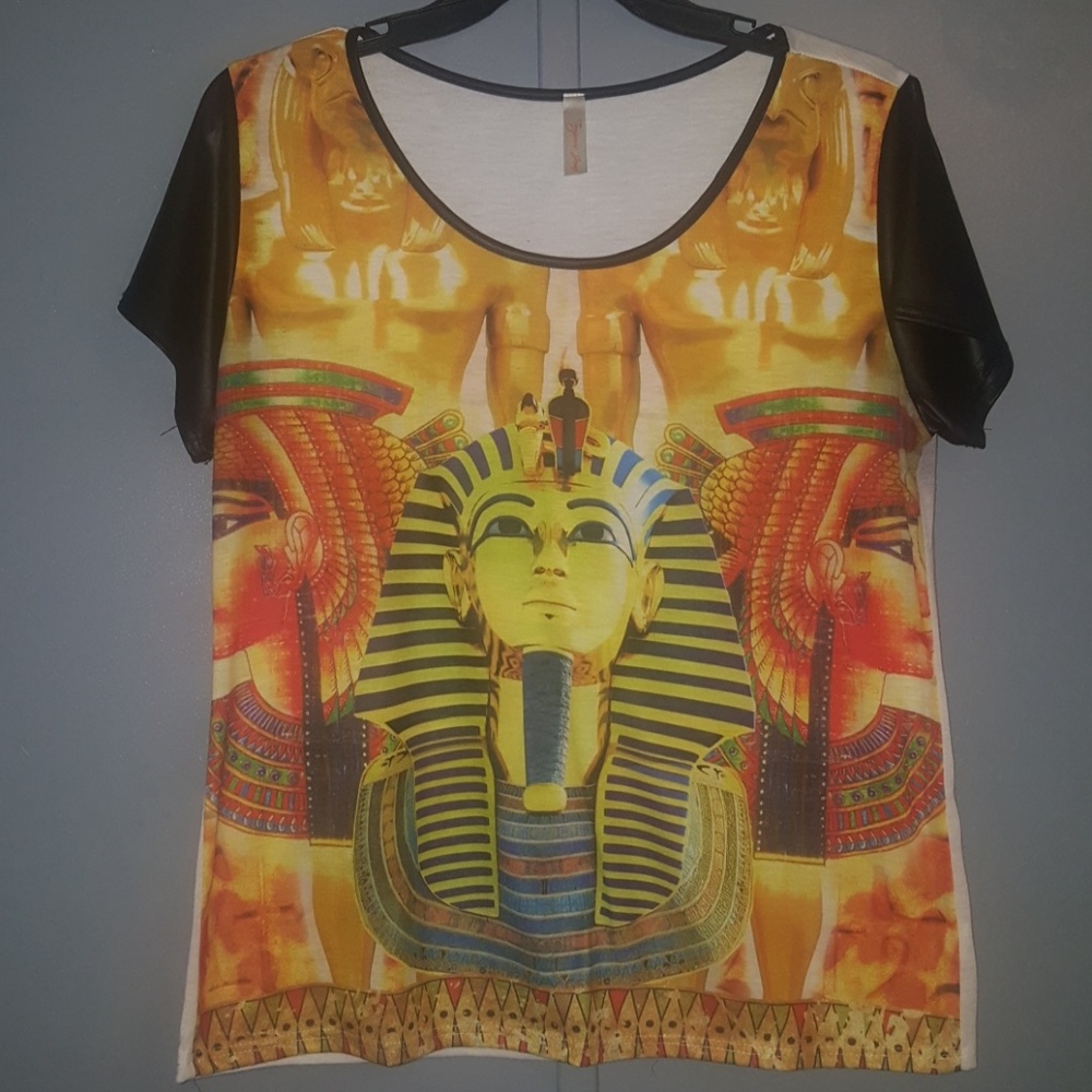 Egyptian pleather shirt & pleather joggers outfit