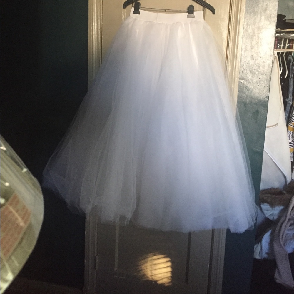 White floor length tulle skirt