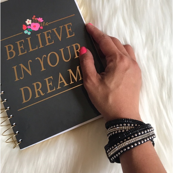 Black and Silver Rhinestones Wrap Bracelet - Picture 2 of 3