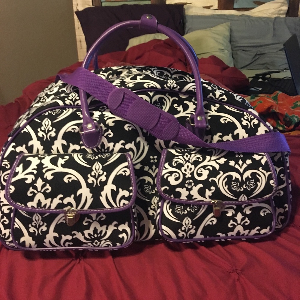 Purple paisley travel bag w/ wheels