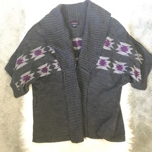Open Front Aztec/Tribal Print Sweater
