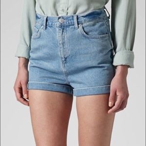 Topshop Mom Moto High Waisted Denim Shorts