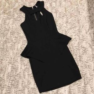 Black peplum cutout dress