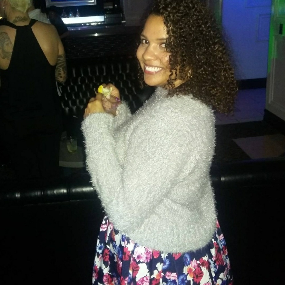 Express Skirt Floral A-Line Navy Blue Red Skater