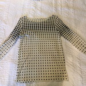 J Crew Black and White Polk Dot 3/4 Length Top!