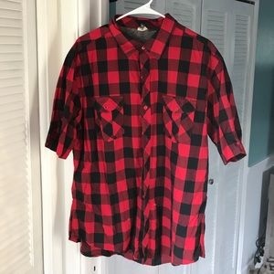 Red/black Plaid Collard Shirt