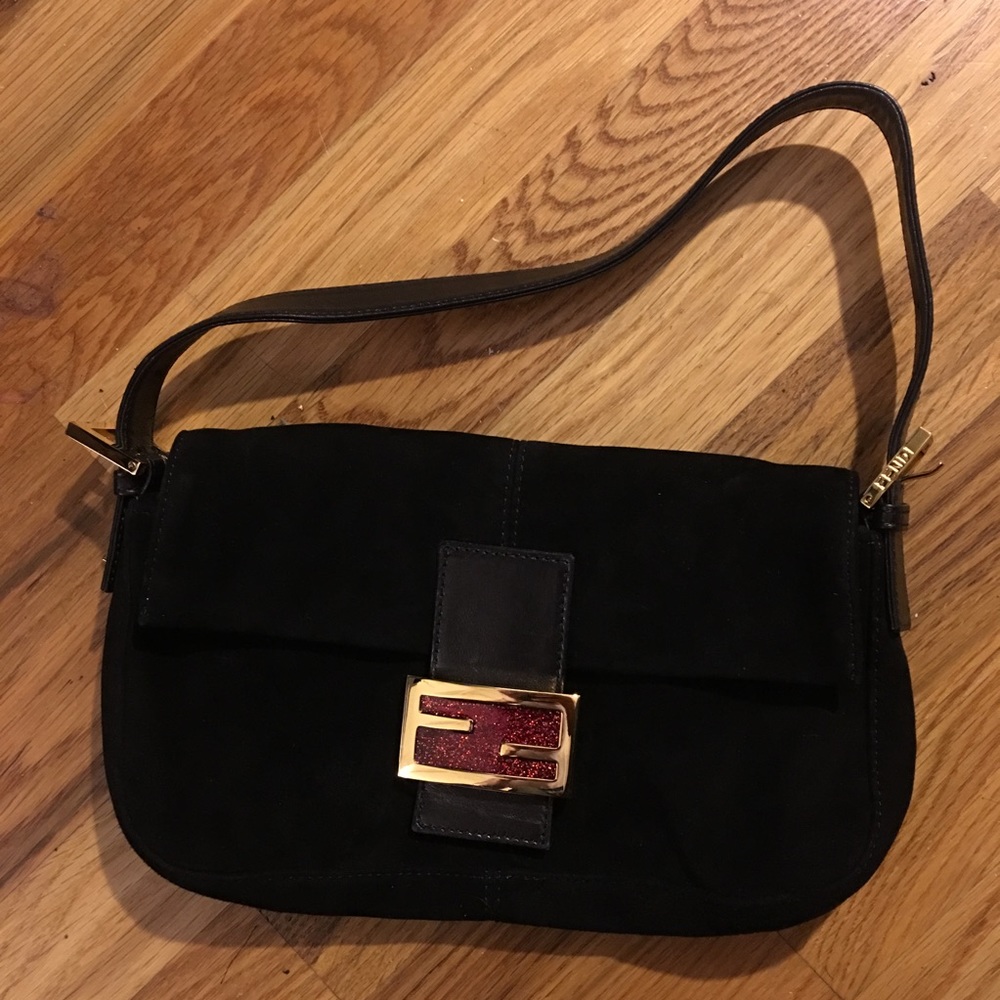 Black Fendi Suede Authentic Vintage Wristlet