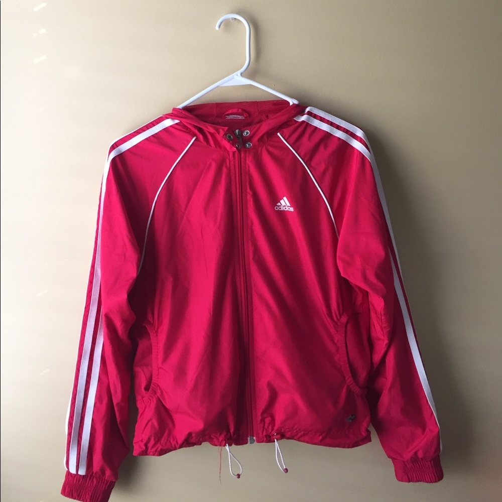ADIDAS RED WINDBREAKER JACKET
