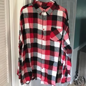 Red/Black/White Plaid Long Sleeve Shirt