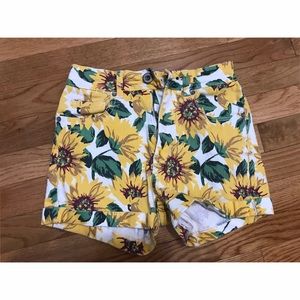 Sunflower Print High Waisted Shorts