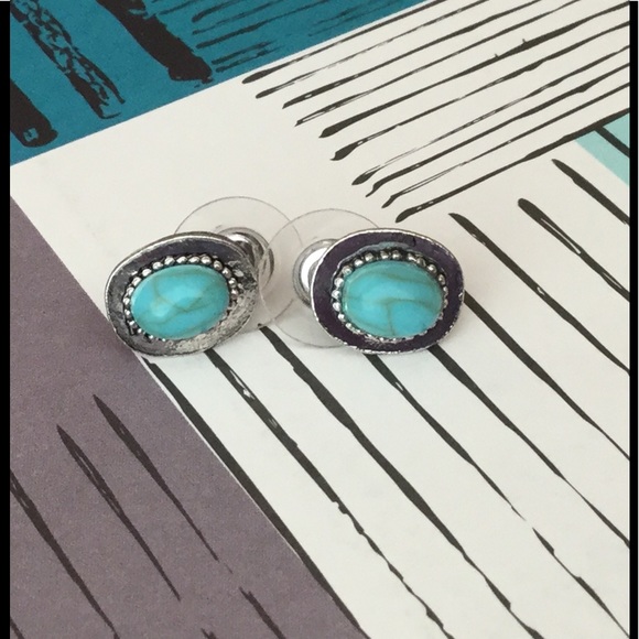 sundance boutique Jewelry - Silver plated and turquoise stone stud earrings