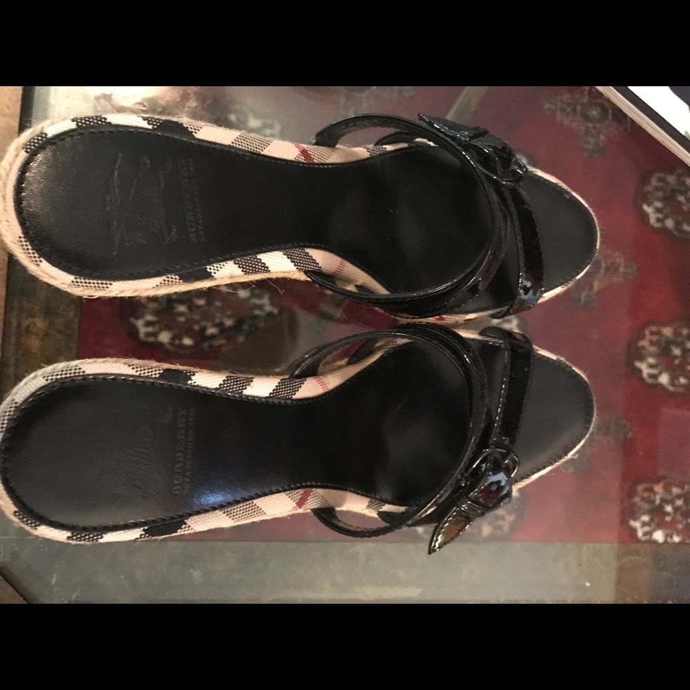 Burberry wedges. Patent leather