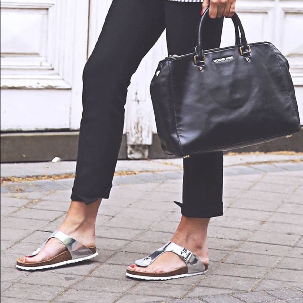 Birkenstock silver metallic sandals size 7-7.5