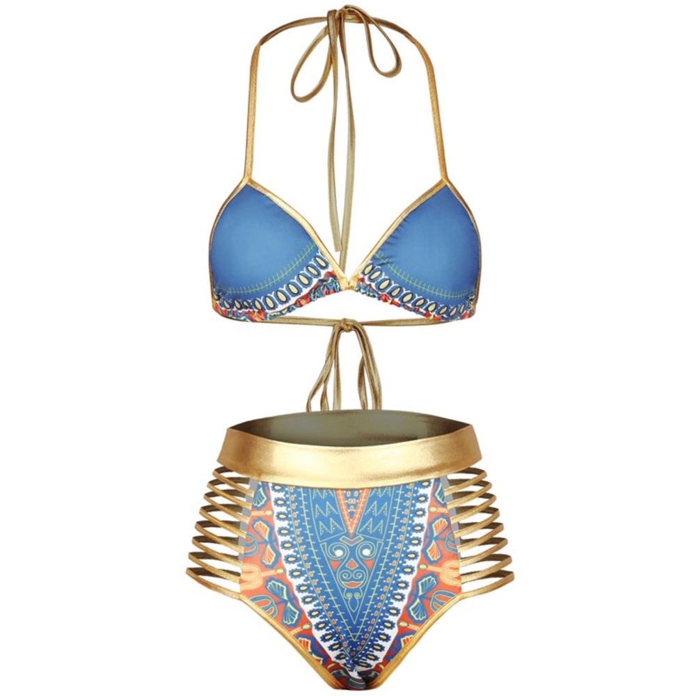 Blue Kente Cloth Bikini Swimsuit