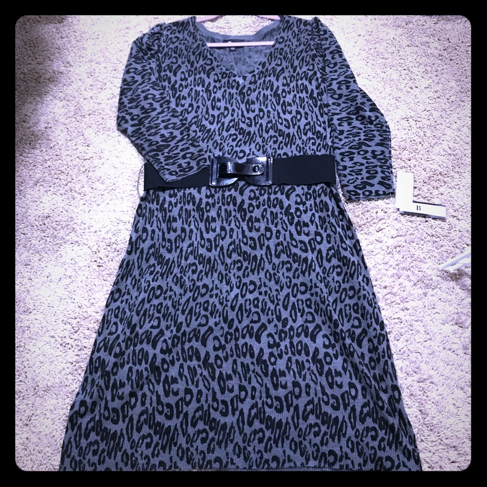 Leopard print sweater dress
