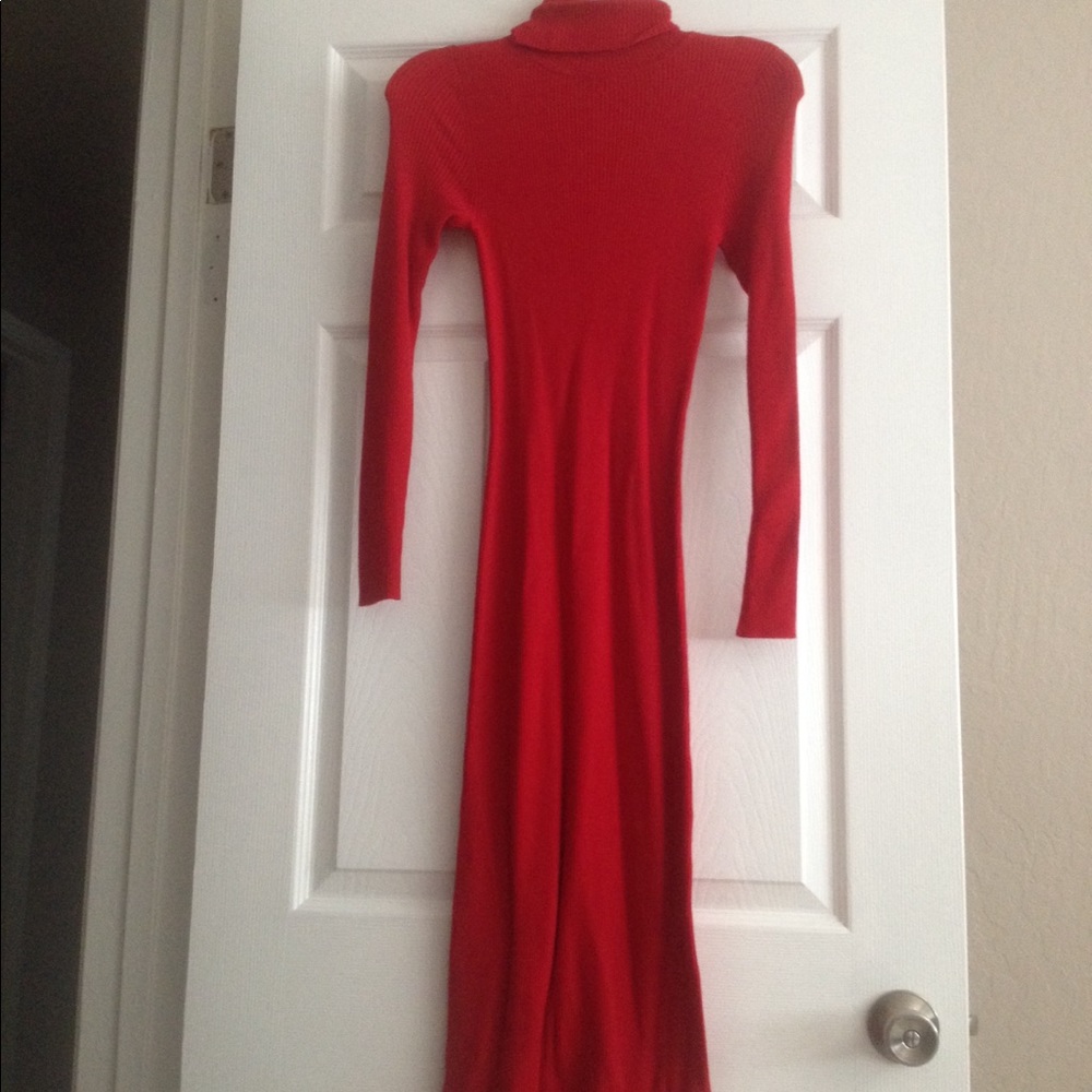 Long red sweater dress