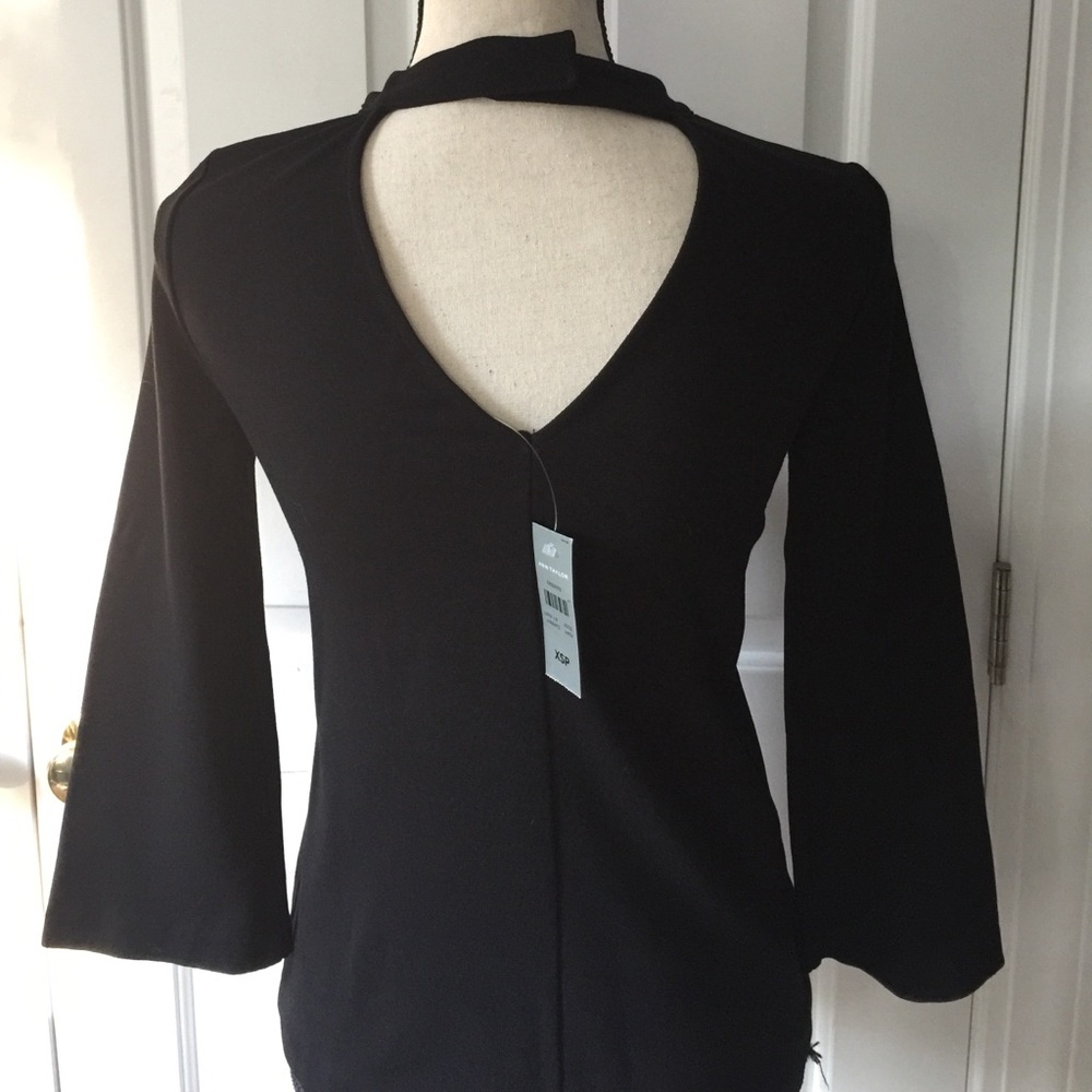 Brand New Ann Taylor Black Top With Back V