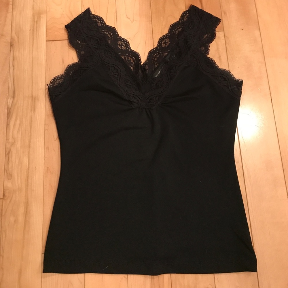 Black lace trimmed tank