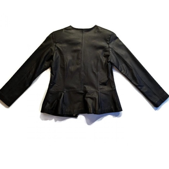 Women's Elegant Black Leather Jacket - Picture 4 of 5