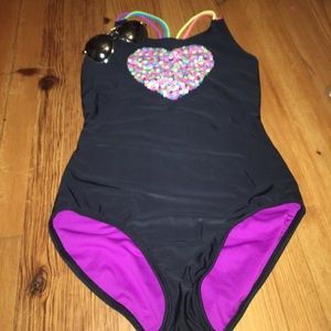 Black one piece.