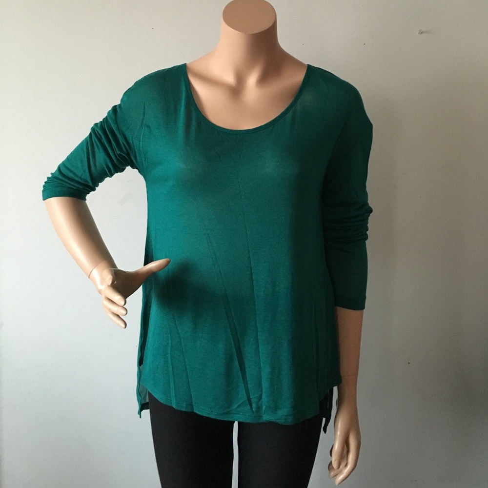 Women GUESS Blouse Luxe Chiffon Green Top S/M/L