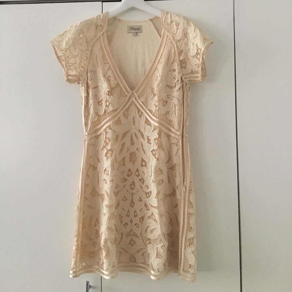 Temperley lace cap sleeve mini dress