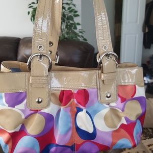 Coach Multicolor Pleated Sateen Tote