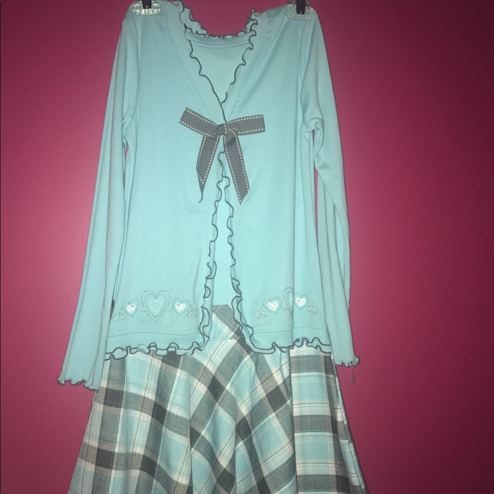 Blue plaid dress long sleeves