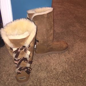 Brand New Tall, Ribboned Brown UGGS, Size 9
