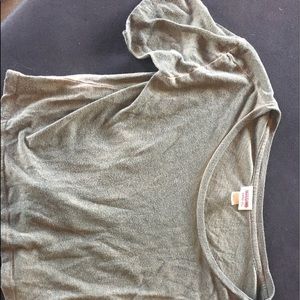 Grey tee shirt styled crop top