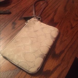 Silver Coach Wristlet