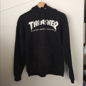 Thrasher skateboard magazine black hood sweatshirt