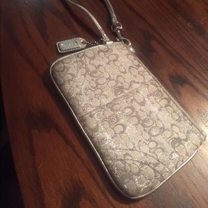 Silver Coach Wristlet