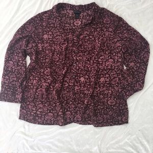 Lane Bryant 26/28W 3XBurgundy Floral/Sheer L/S Top