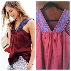 J Crew Embroidered Pom Pom Tank, Sz.4, LIKE NEW