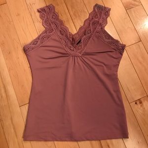 Mauve Lace Trimmed Tank