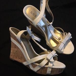 Guess Cream Wedge Sandals