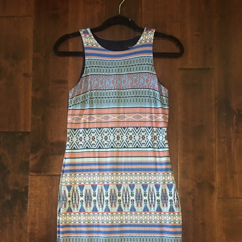 KAREN KANE pattered fitted dress