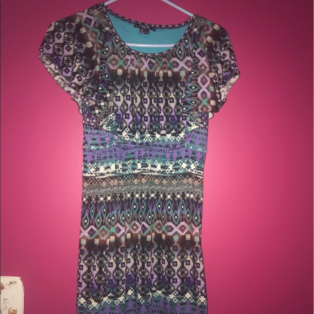 Aztec designer knee length dress (short sleeve)