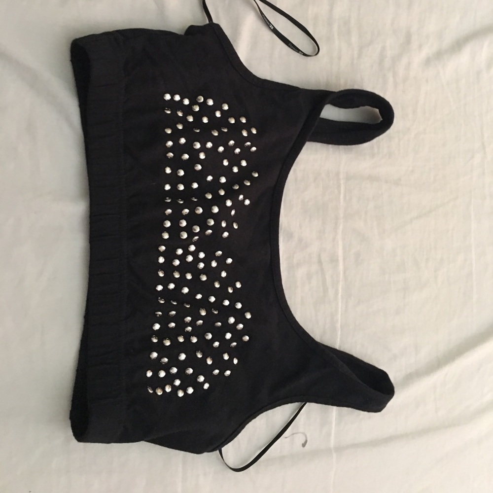 Black studded crop top/sport bra