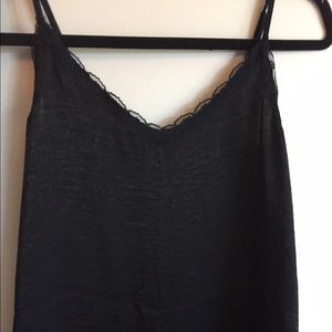 black silk and lace slip dress