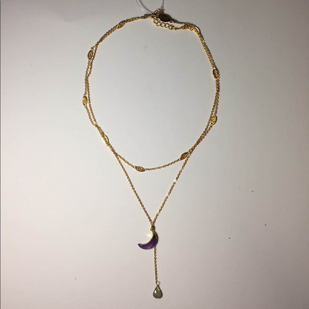 Amethyst/Labradorite moon necklace