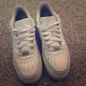 White nike air force 1's