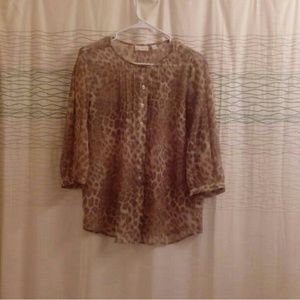 NY&C Sheer Cheetah Print Blouse