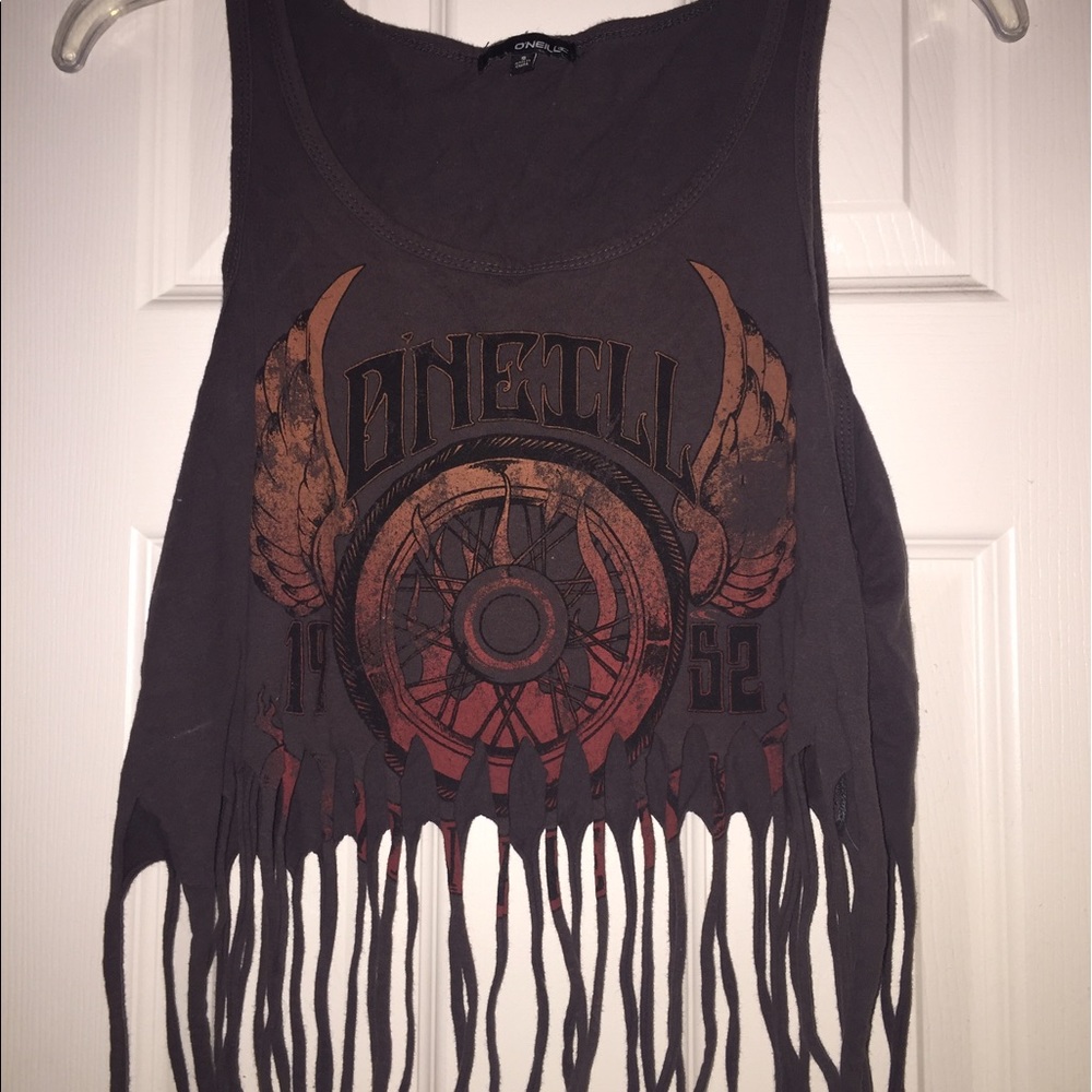 Fringed crop top muscle tee