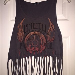 Fringed crop top muscle tee
