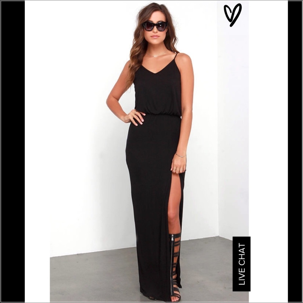 LuLu's Make It Official Black Maxi Dress