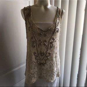 Crochet top with silver beads