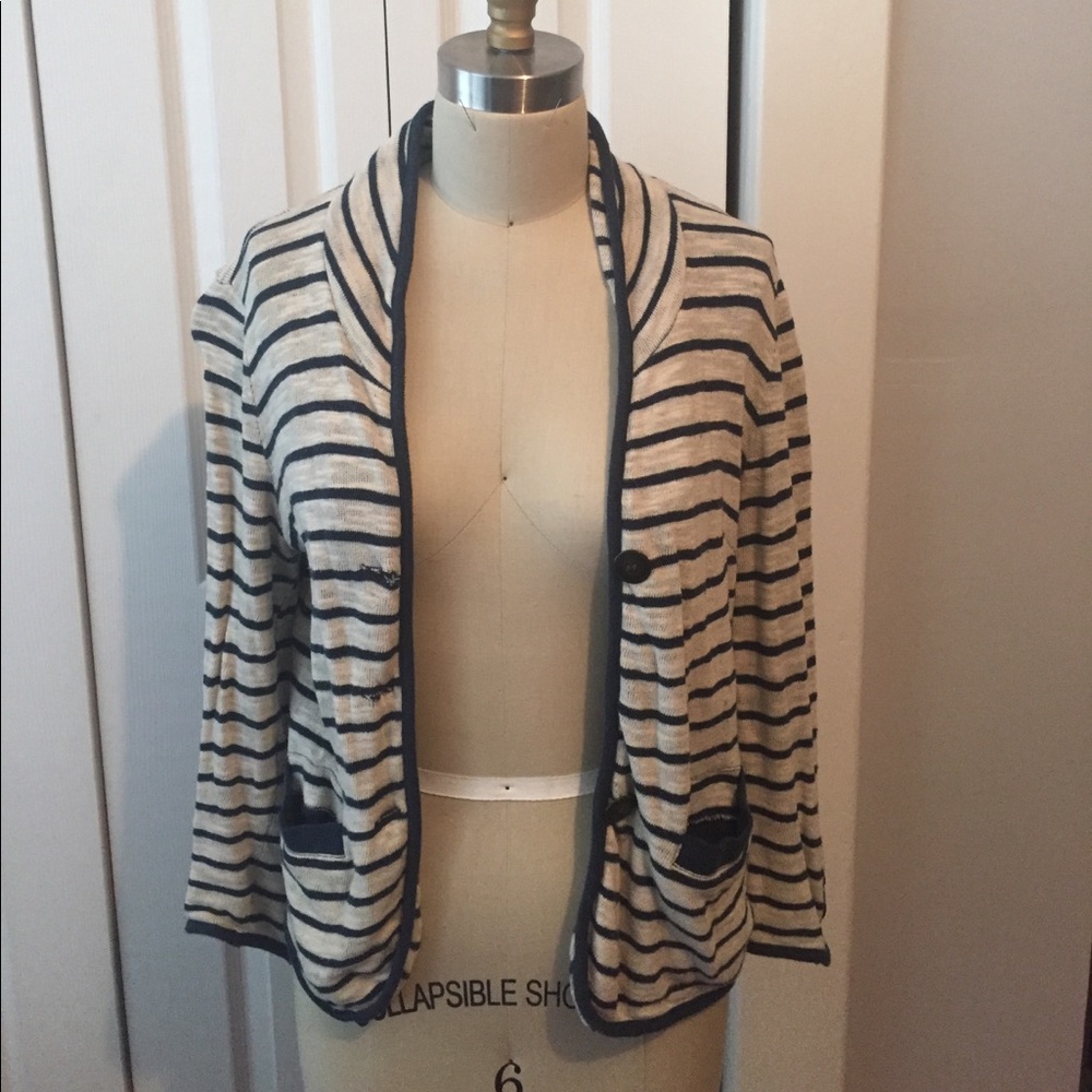 Pin striped cardigan sweater