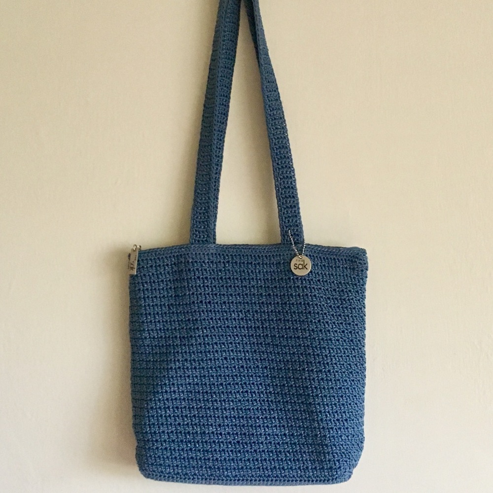 Blue Crochet Summer Bag, The Sak w/ Double Strap